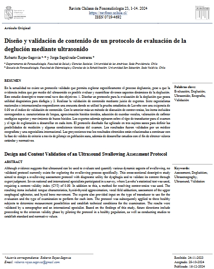 Diseño y validación de contenido de un protocolo de evaluación de la deglución mediante ultrasonido